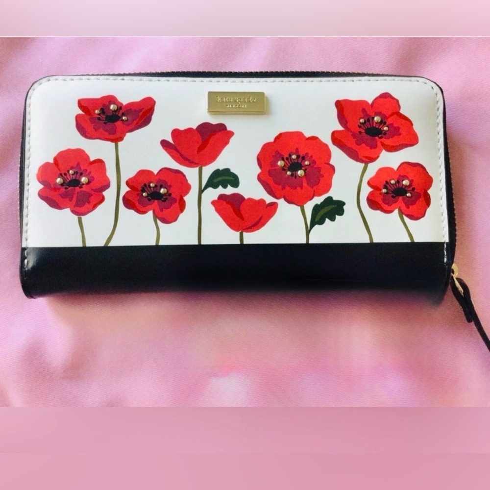 X sold x Kate Spade Red poppy Floral and Black Wallet